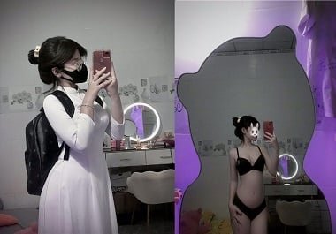 Thu Hiền đeo áo dài khiêu khích